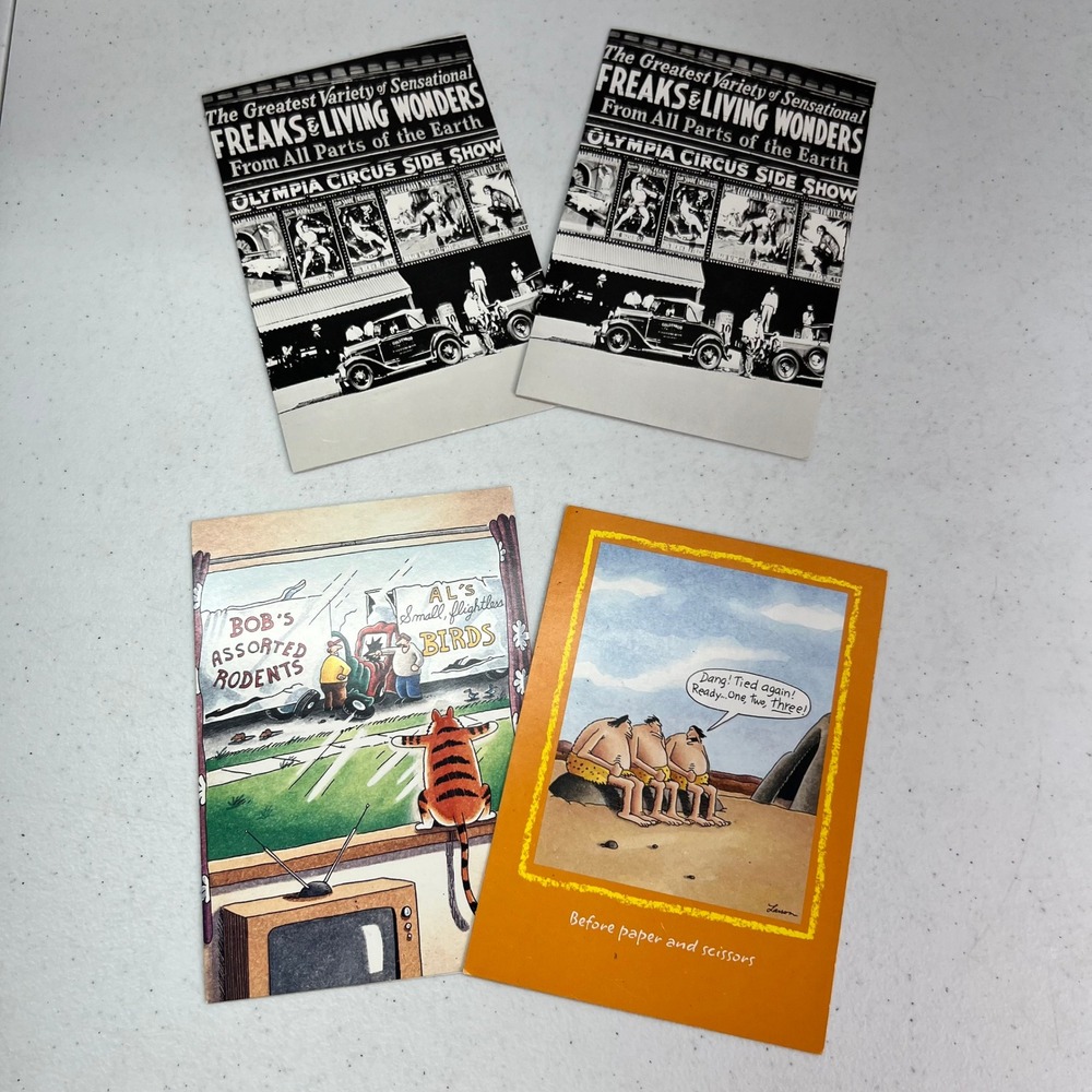 Vintage Gary Larson The Far Side Greeting Card Lot 1980s Birthday Postcards 4pc